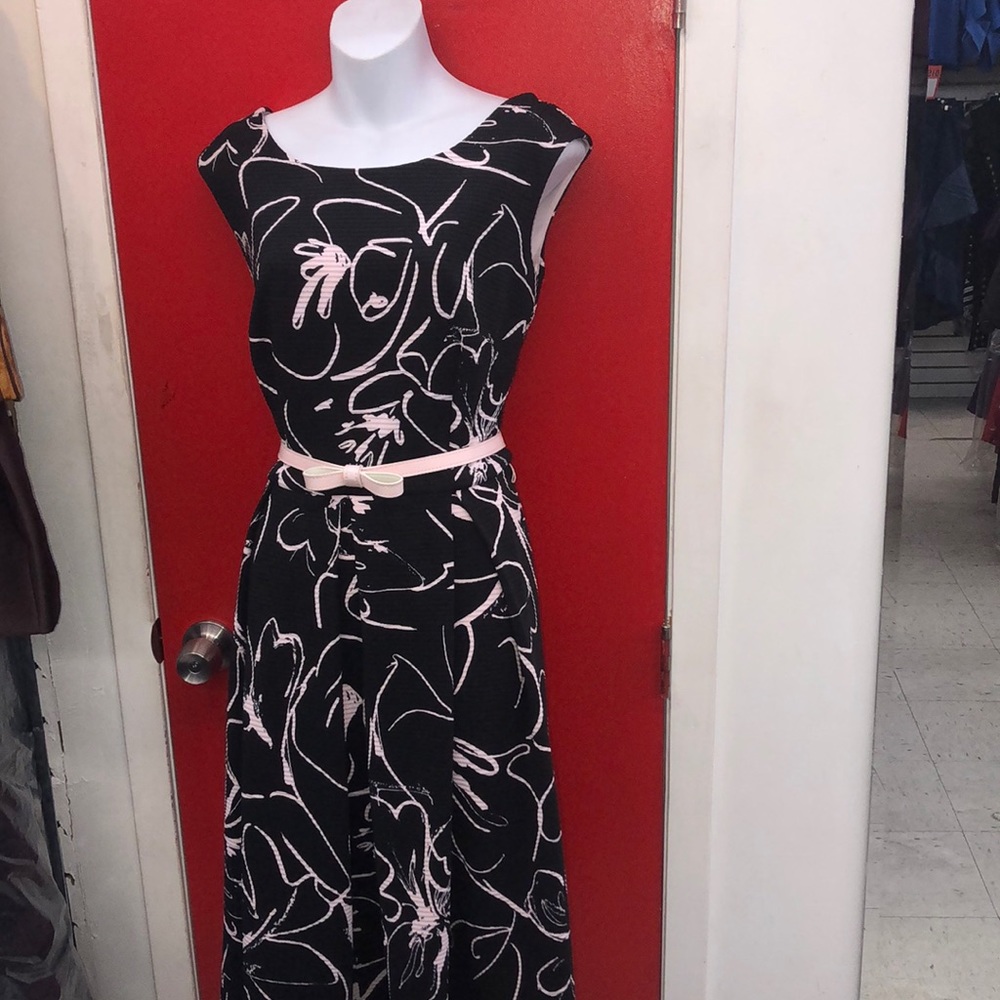 Casual dress PINK AND BLACK WITH BELT